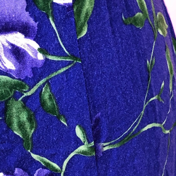 Vintage 80s floral button up purple midi dress 6S - Picture 5 of 7